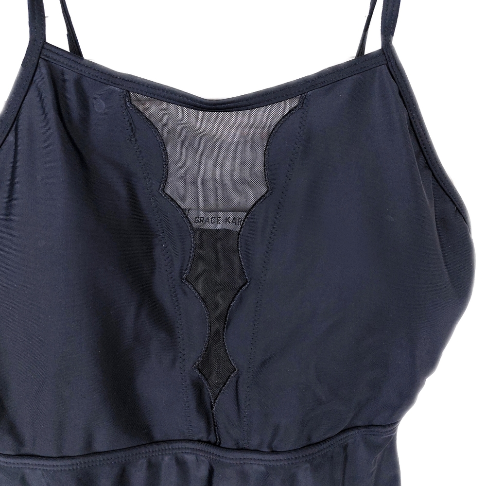 NWT GRACE KARIN Women's 1 Piece Hi Waisted Mesh Scallop V Neck Monokini - Picture 7 of 11